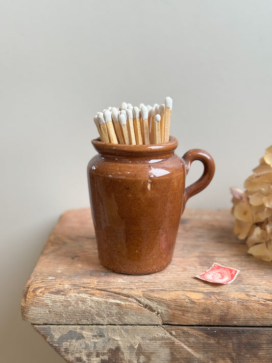 Antique Brown Glazed Stoneware Creamer | Match Pot