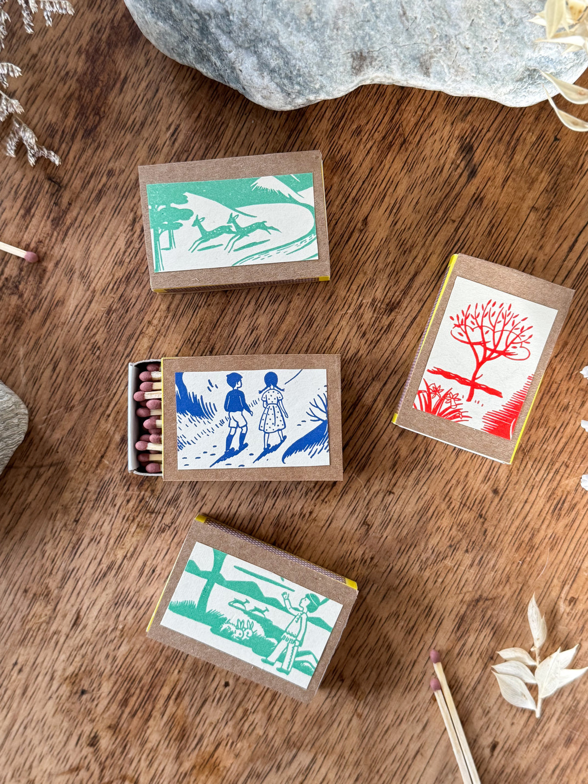 Handmade Match Set Handmade Colourful Illustration Match boxes with Safety Matches • Set ...