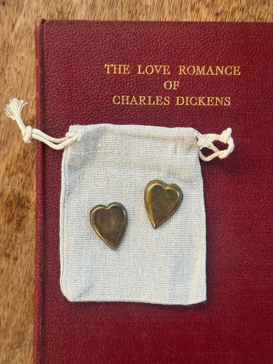 Antique Brass Heart Love Tokens (Pair)