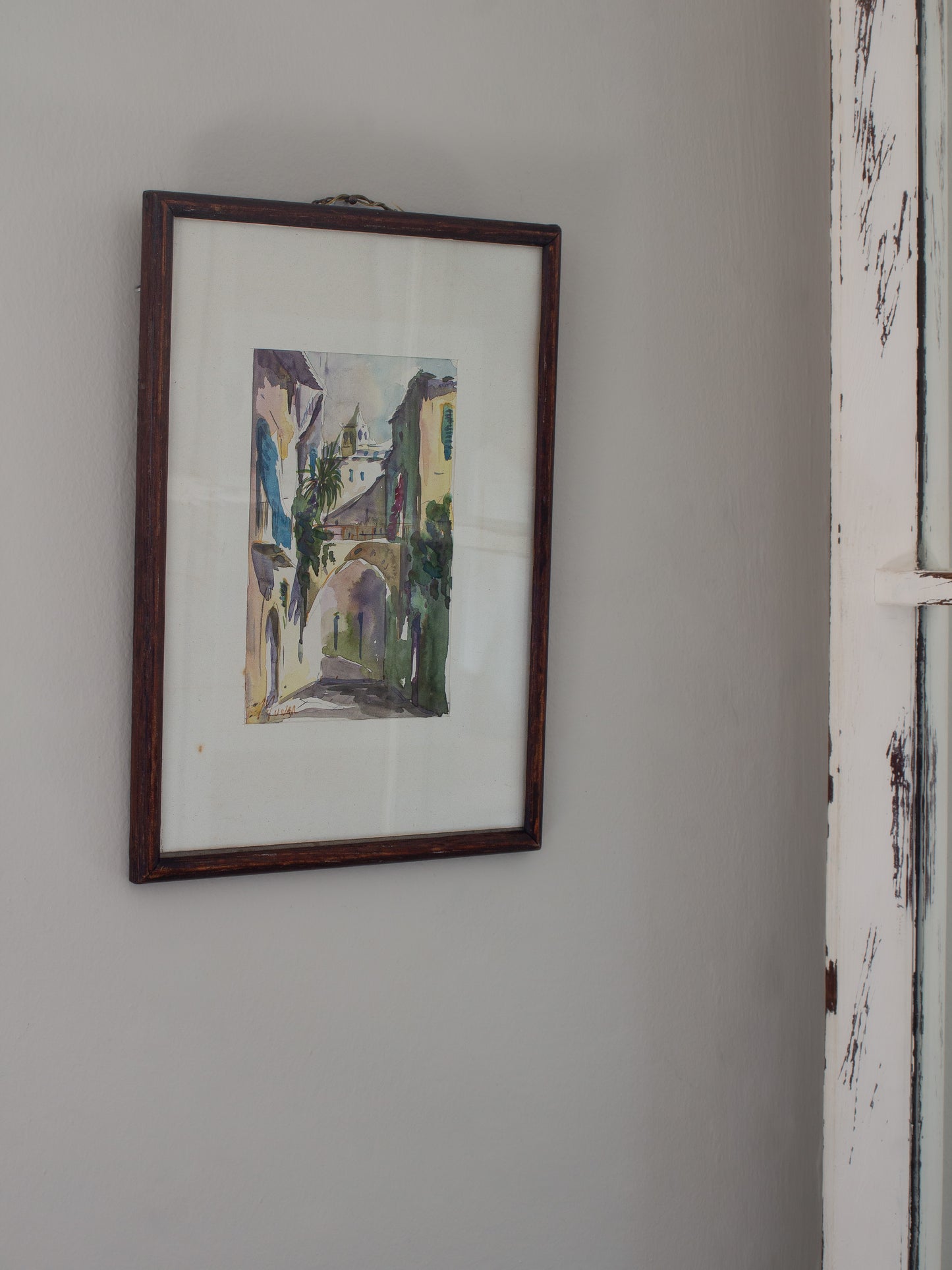 Vintage Original Signed Portuguese Watercolour Painting, 1991 – Framed