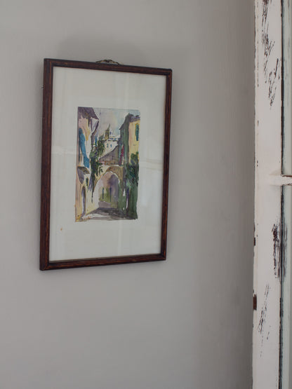 Vintage Original Signed Portuguese Watercolour Painting, 1991 – Framed
