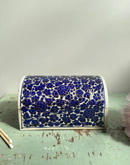 Vintage Indian Papier-Mâché Floral Trinket Box