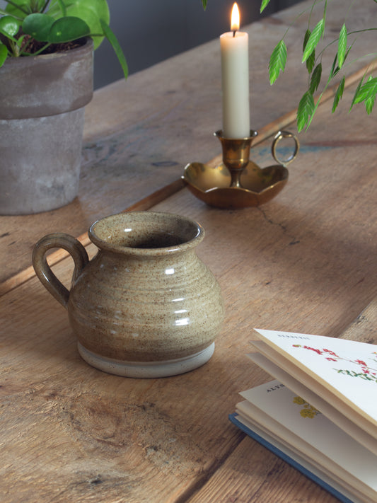 Vintage Studio Pottery Olive Green Speckled Mug