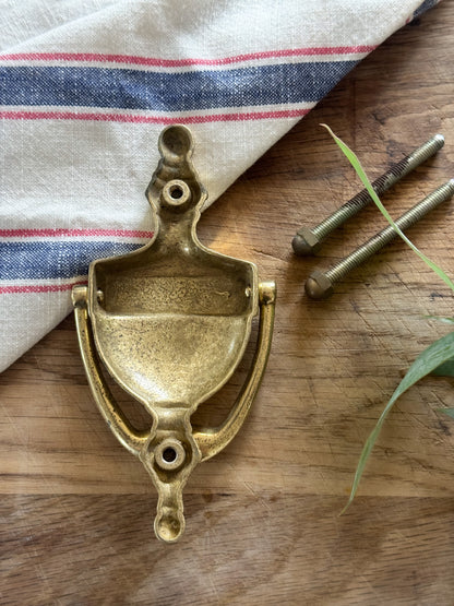 Vintage Solid Brass Door Knocker with Original Bolts