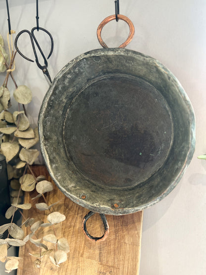 Antique French Hammered Copper Pan