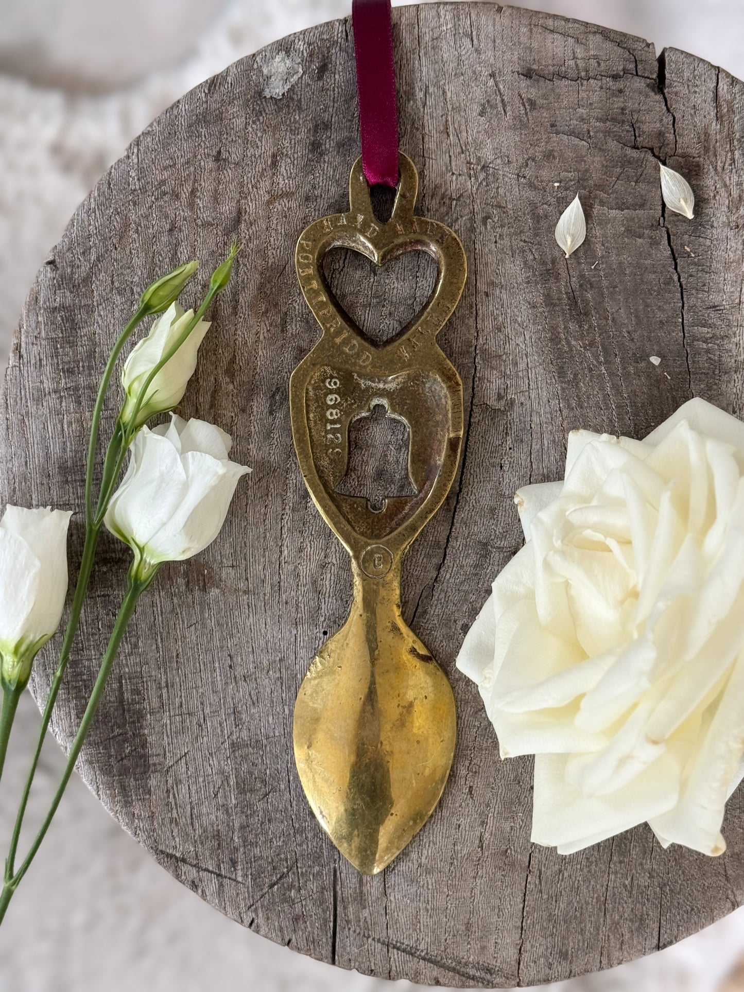 Handmade Solid Brass Welsh Love Spoon, Made in Pontypridd, South Wales