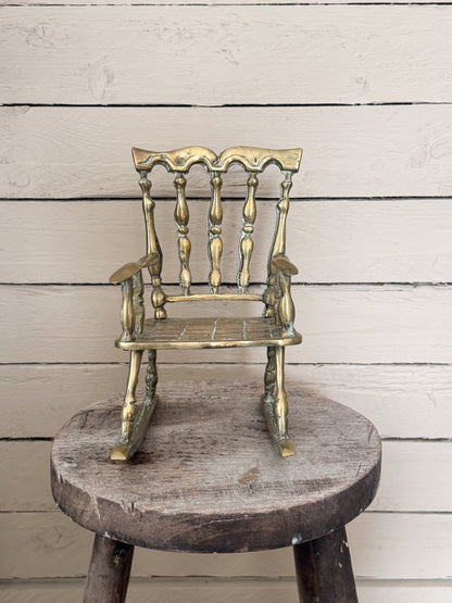 Vintage Solid Brass Rocking Chair