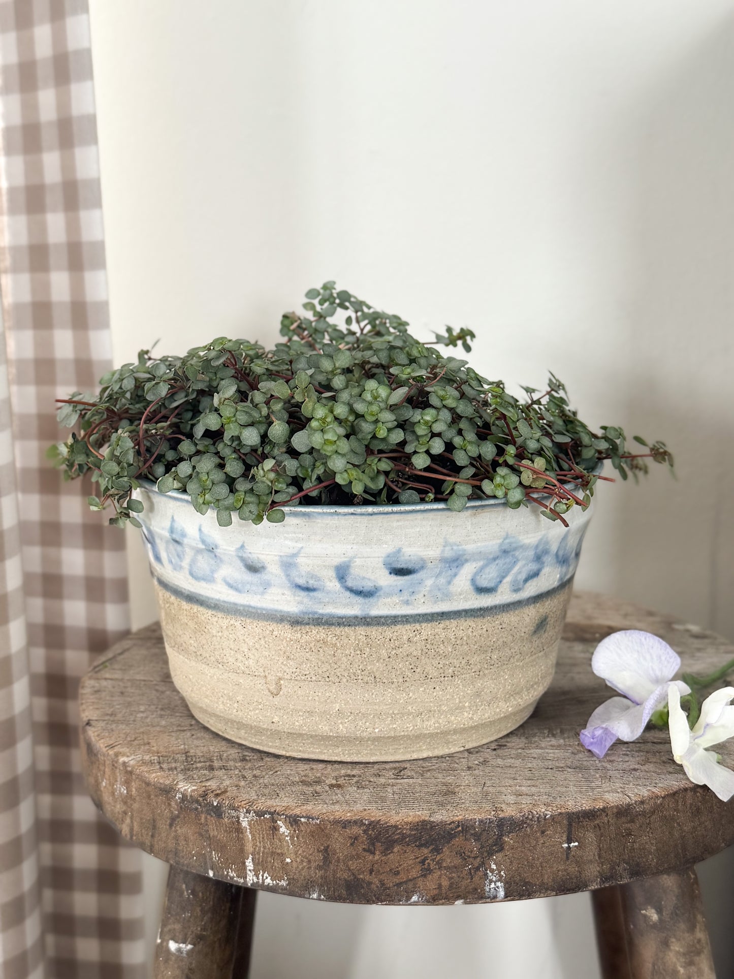 Incredible Vintage Studio Pottery Planter with Blue Abstract Glaze