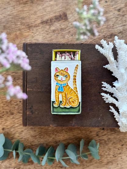 Vintage Studio Pottery Cat Matchbox Holder by Simanyi Ceramics