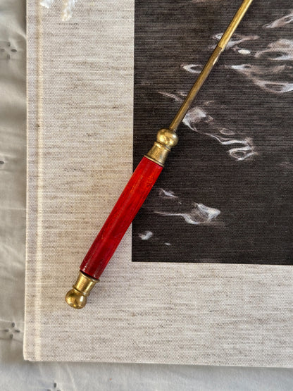 Vintage Brass Candle Snuffer with Varnished Wood Handle