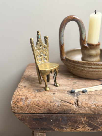 Antique Solid Brass Miniature Chair