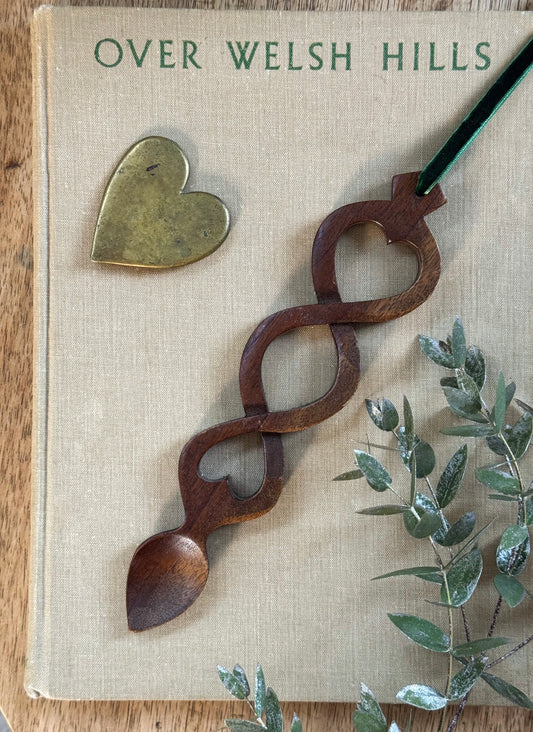 Three Hearts • Tair Calon - Vintage Hand-Carved Welsh Love Spoon