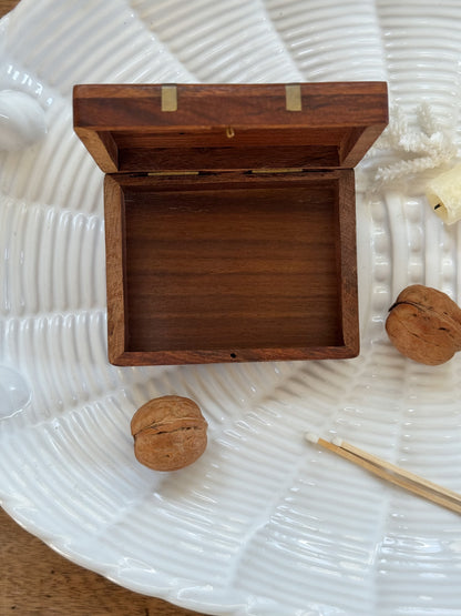 Vintage Wooden & Brass Playing Cards Box