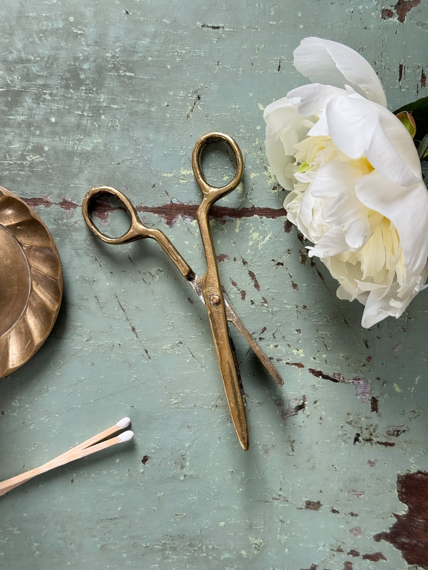 Vintage Solid Brass Candle Wick Trimming Scissors