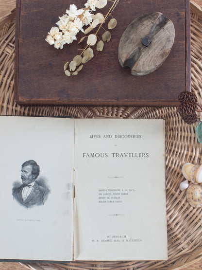 Antique c.1890 ‘Lives & Discoveries of Famous Travellers’ by Robert Cochrane - David Livingstone, Stanley et al.