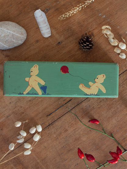 Vintage 1950s Handpainted Folk Art Wooden Pencil Case | Mary Allwood’s Pencil Box