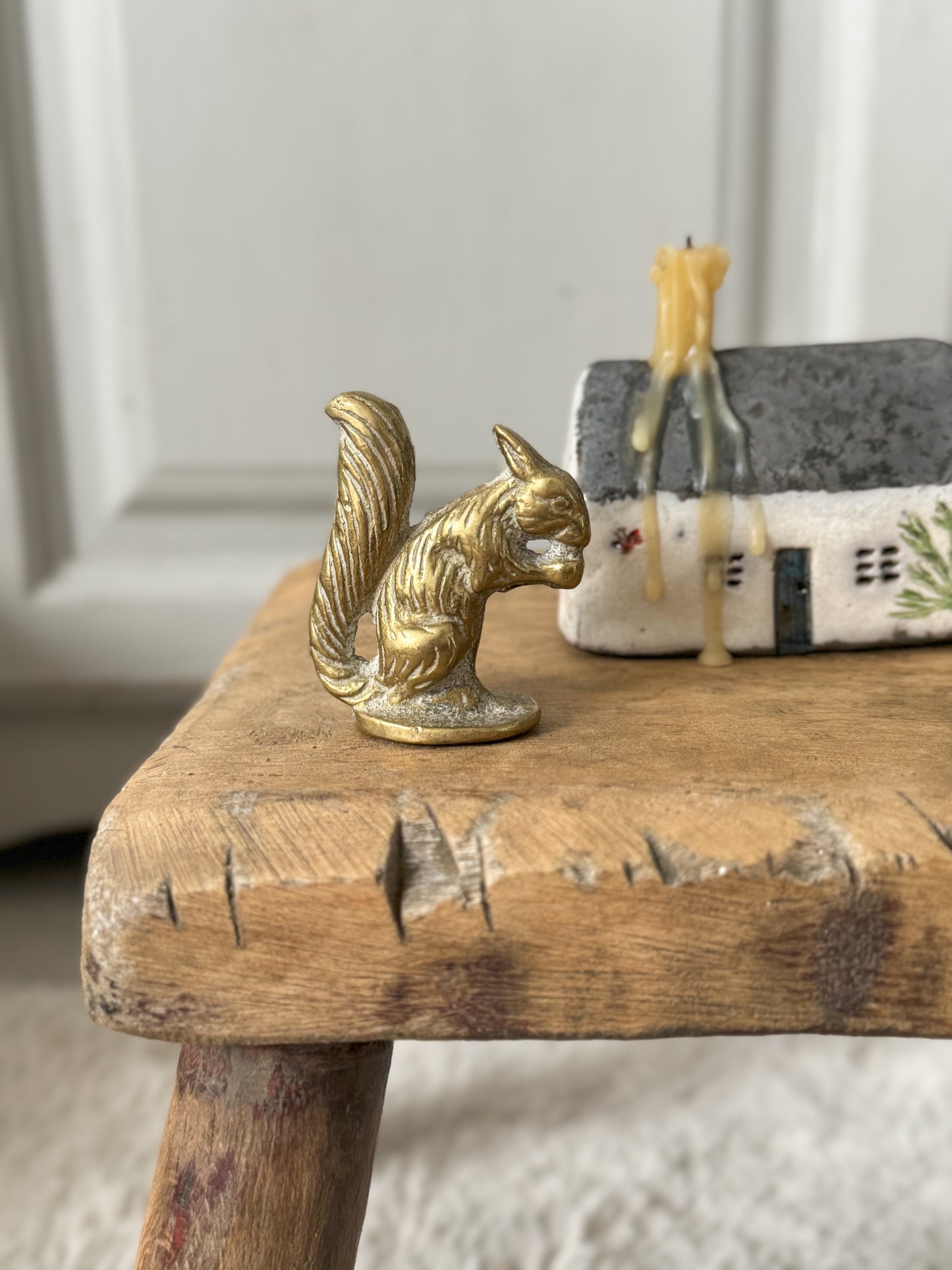 Vintage Miniature Solid Brass Squirrel