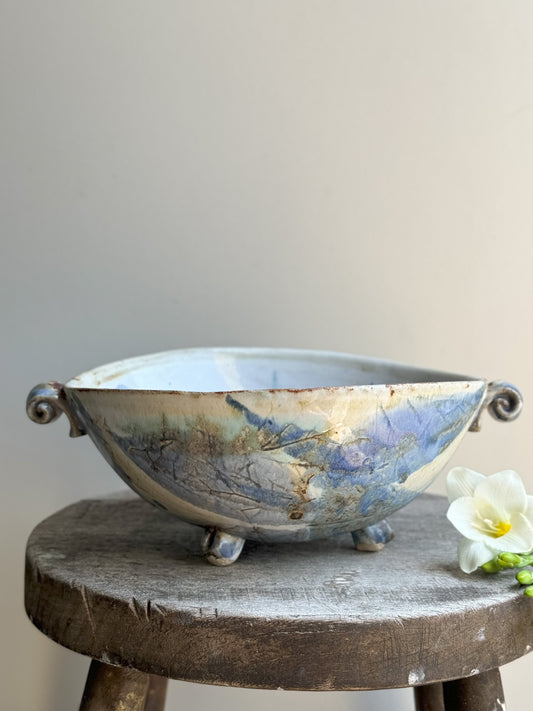 Abstract Studio Pottery Footed Bowl