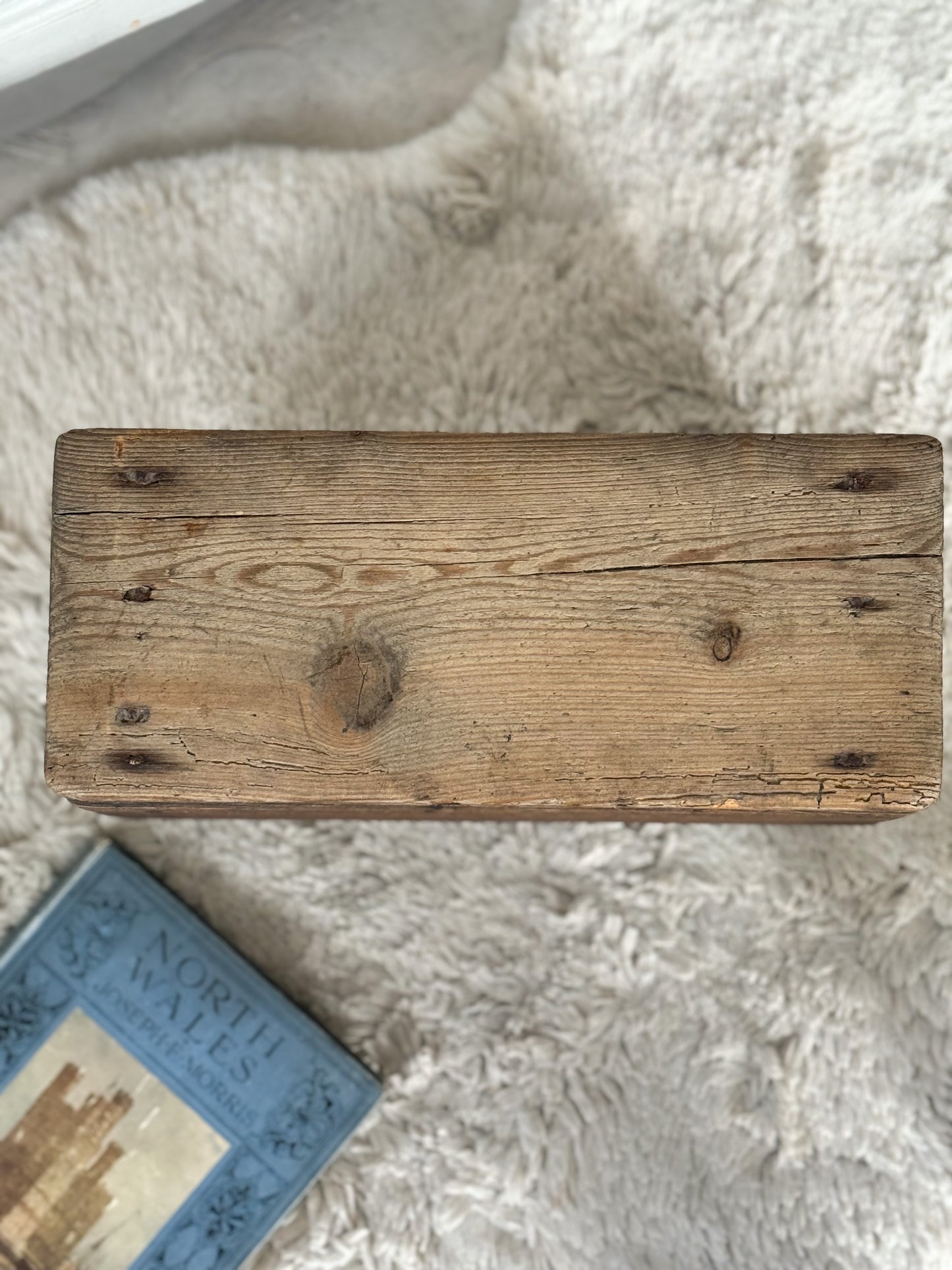 Antique Welsh 1800s Child’s Handmade Wooden Folk Art Stool