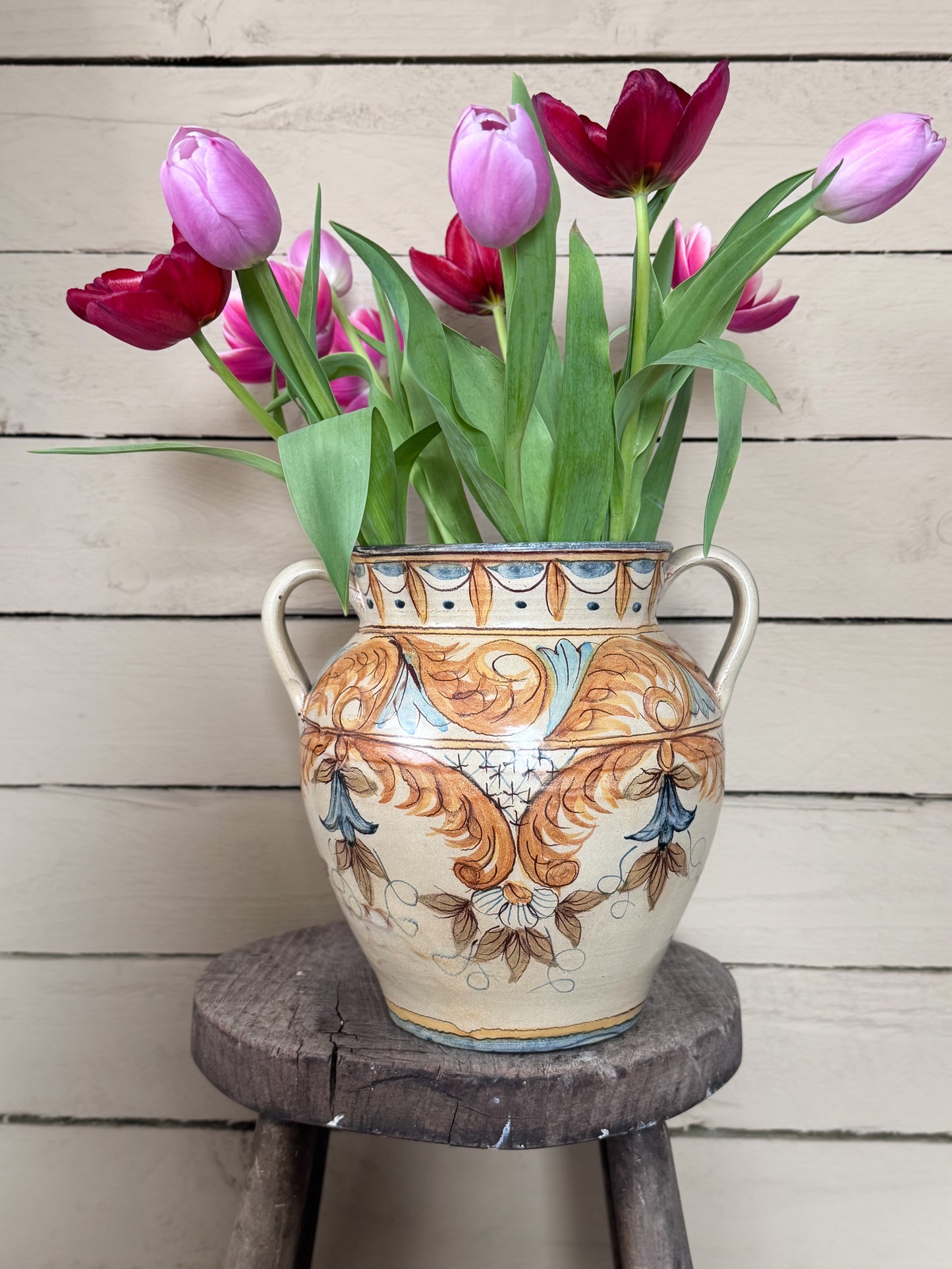Vintage Large Portuguese Studio Pottery Handled Vessel