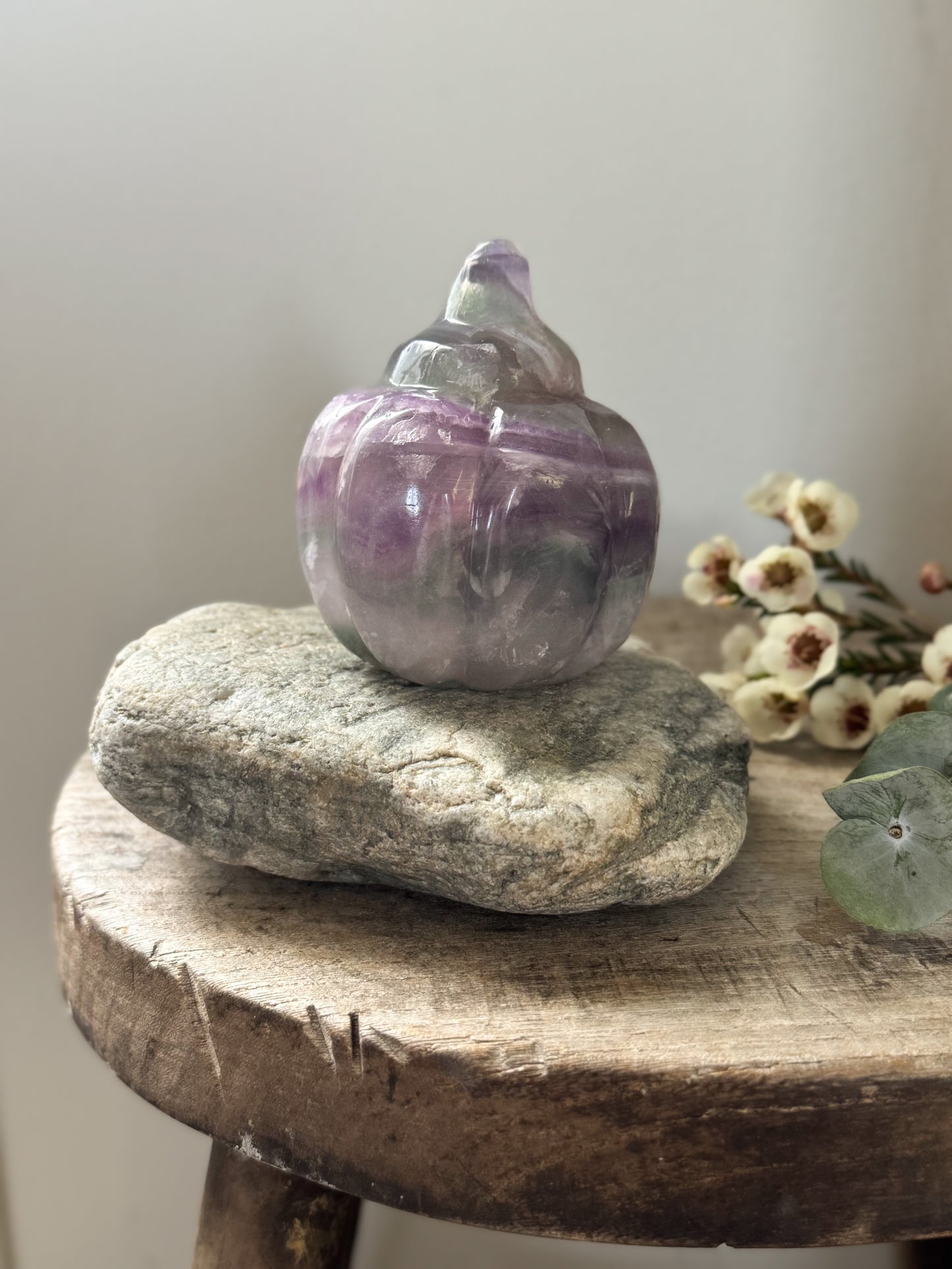 Vintage Hand-Carved Amethyst Pumpkin