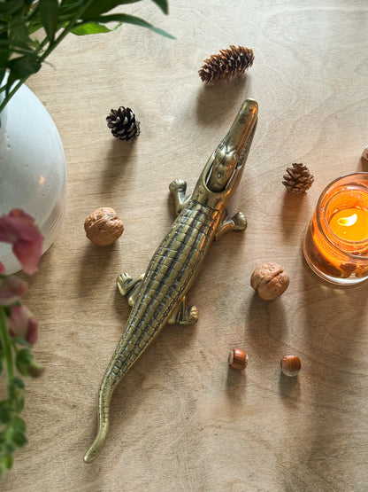 Antique 1920s-1930s Solid Brass Extra Large Alligator Nutcracker