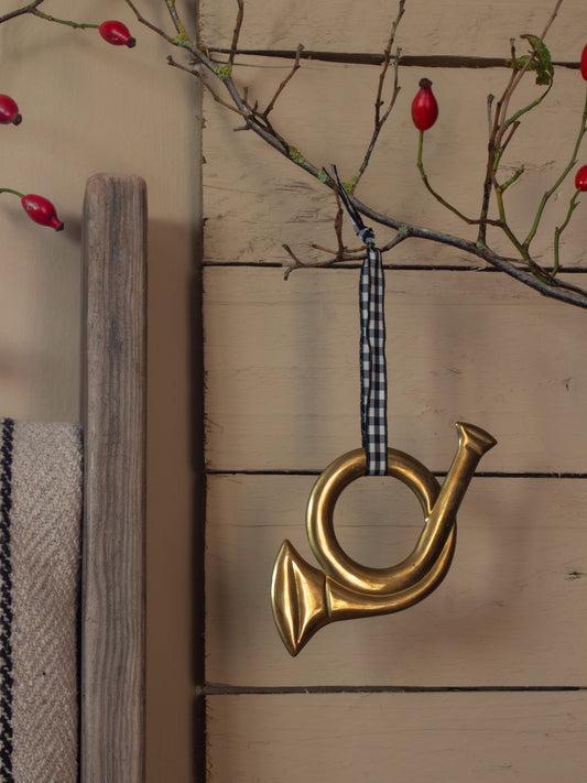 Vintage Solid Brass Christmas Decoration - French Horn
