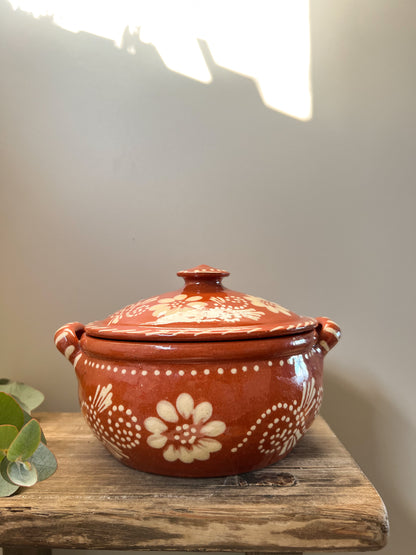 Portuguese Cevalfer Floral Slipware Crock Pot