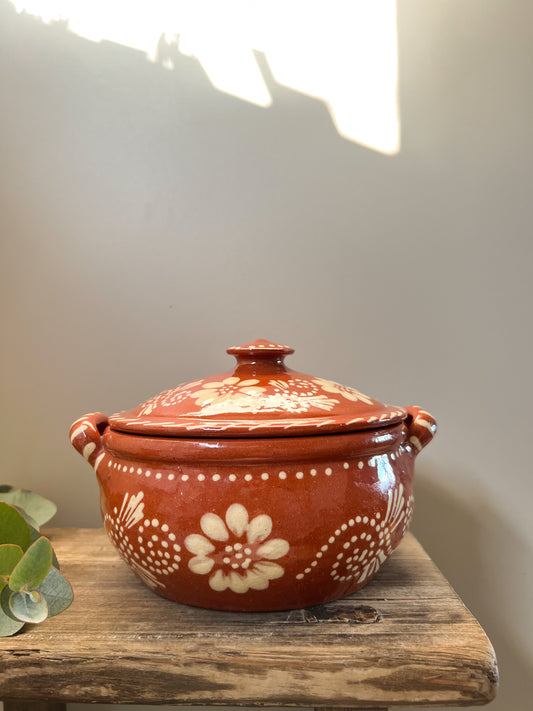 Portuguese Cevalfer Floral Slipware Crock Pot