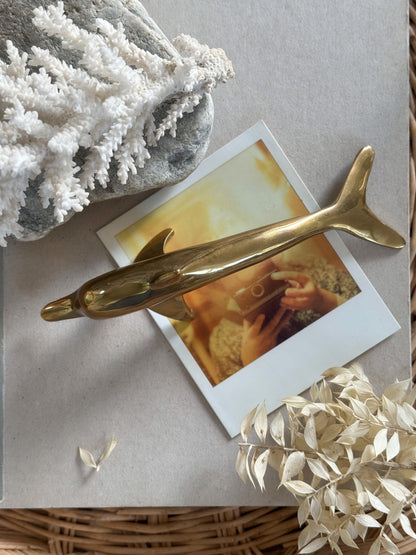 Vintage Brass Dolphin Paperweight