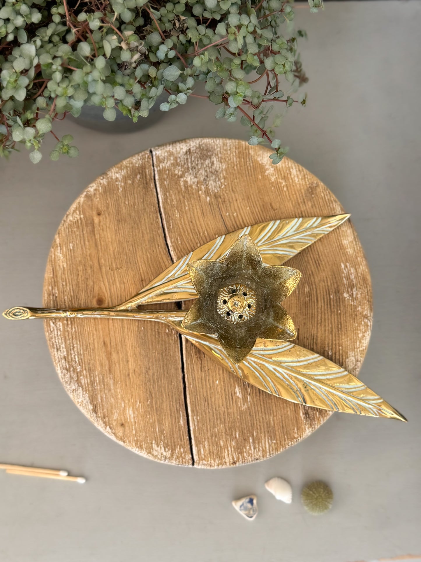 Vintage Solid Brass Flower Sculpture