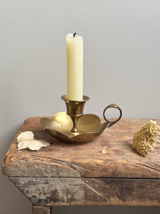 Vintage Solid Brass Scalloped Chamberstick