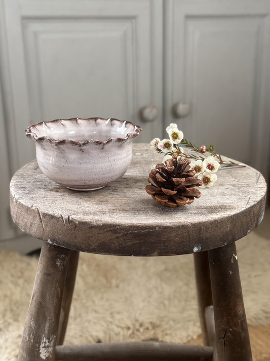 Vintage Studio Pottery Scalloped Edge Bowl by Woburn Pottery