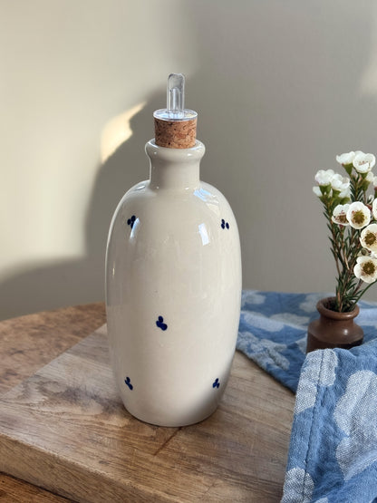 Contemporary Handmade Glazed Ceramic Olive Oil Bottle - Made in Spain
