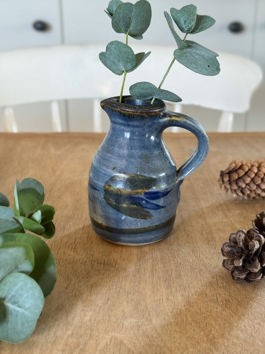 Vintage Blue Studio Pottery Vinegar Jug - Signed “PC”