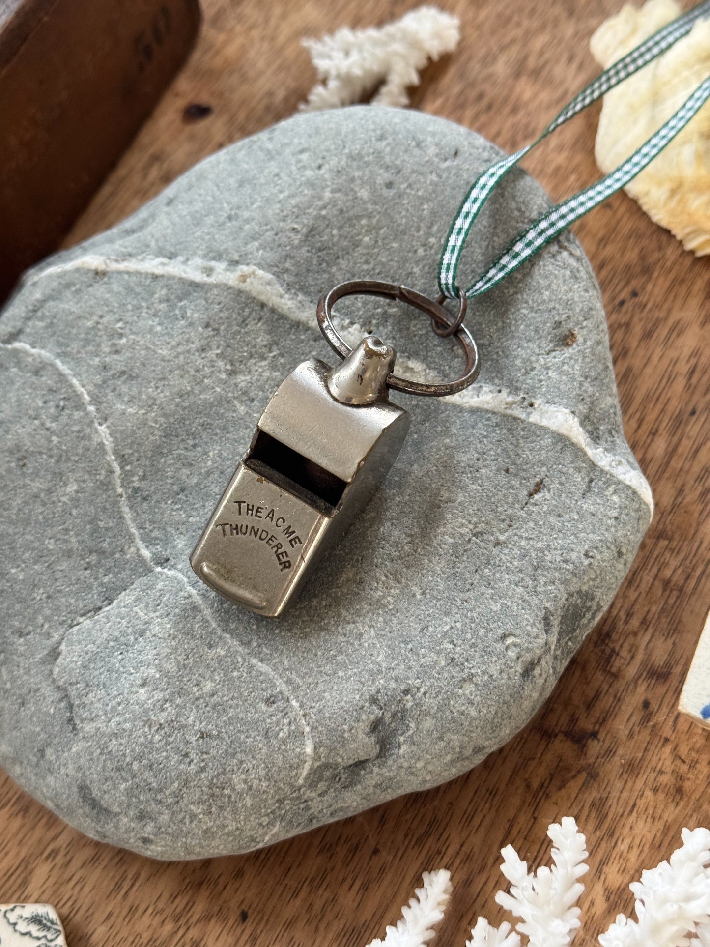 Vintage ‘The Acme Thunderer’ Whistle with Gingham Ribbon