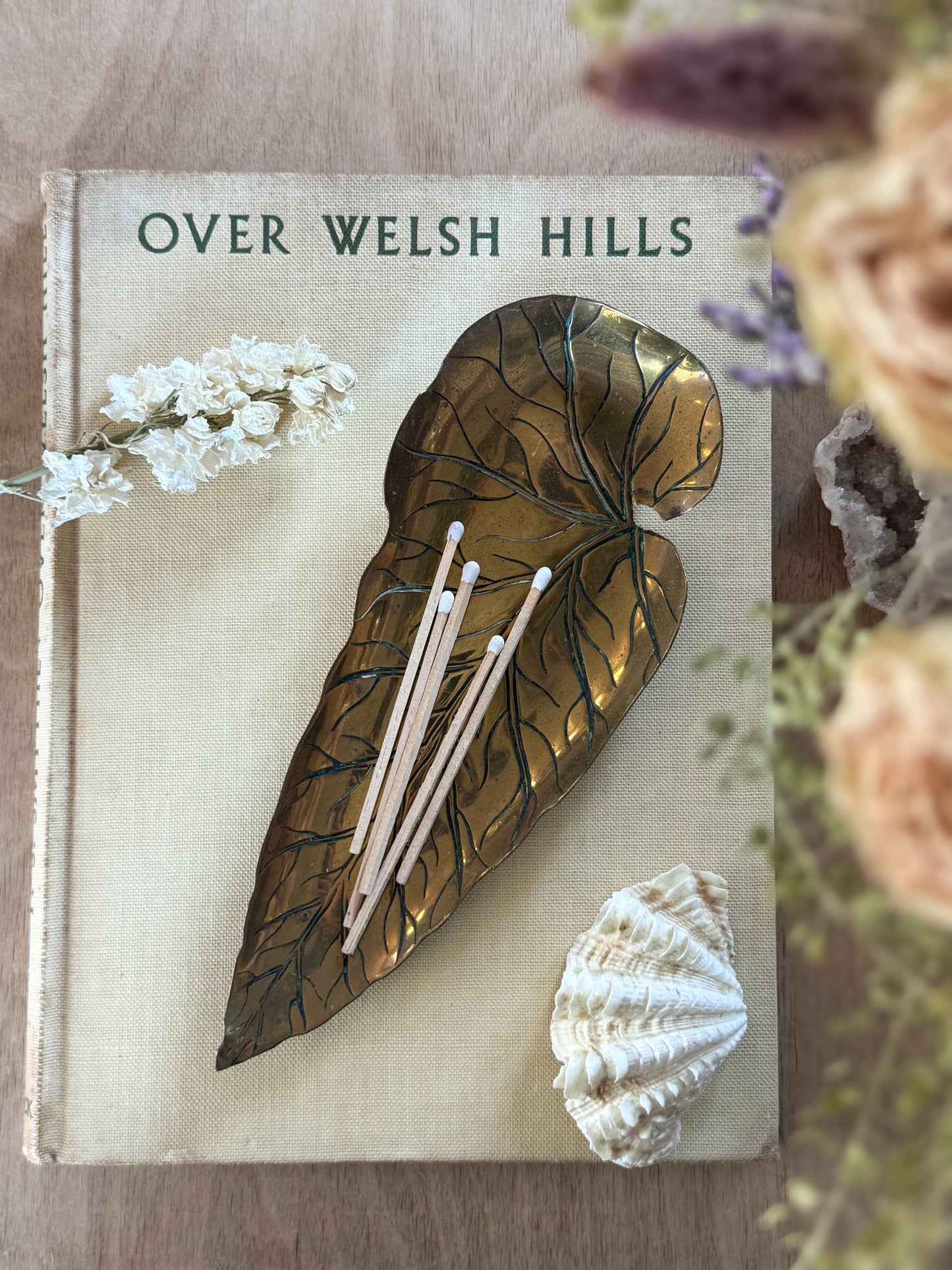 Vintage Solid Brass Leaf Trinket Dish