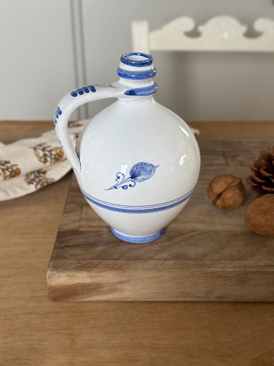 Vintage Mediterranean Blue & White Studio Pottery Vessel