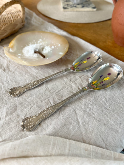 Scalloped Shell Detail Silver Plated Salad Servers