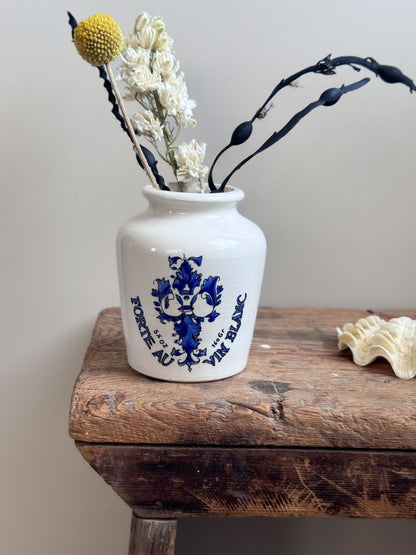 Vintage French Blue & White Dijon Mustard Pot