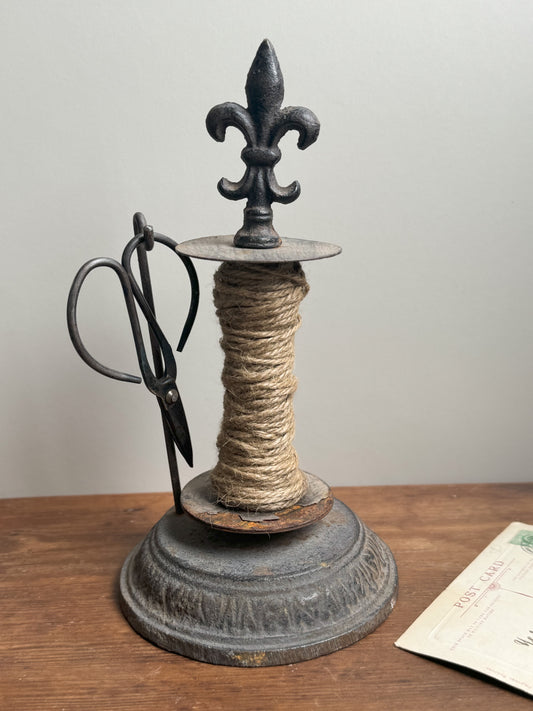 Rustic Fleur de Lys Cast Iron Twine Holder & Scissors