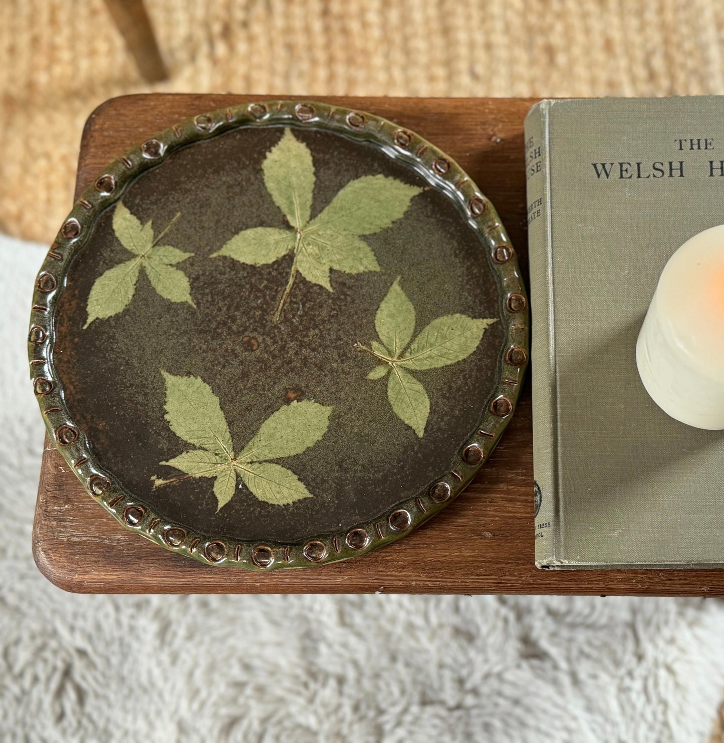 Studio Pottery Impressed Leaf Tray