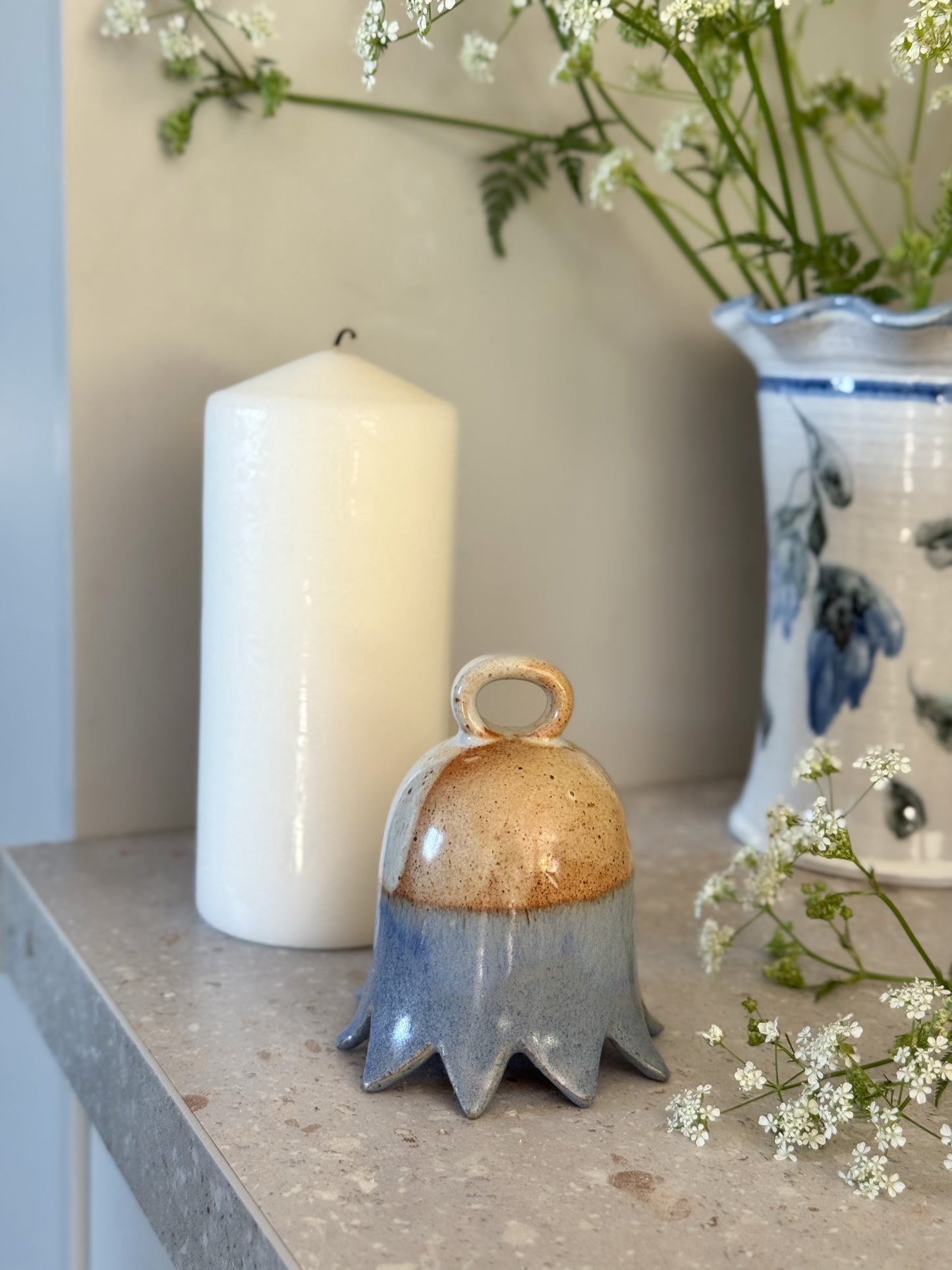 Vintage German Studio Pottery Candle Snuffer — Bellflower Form