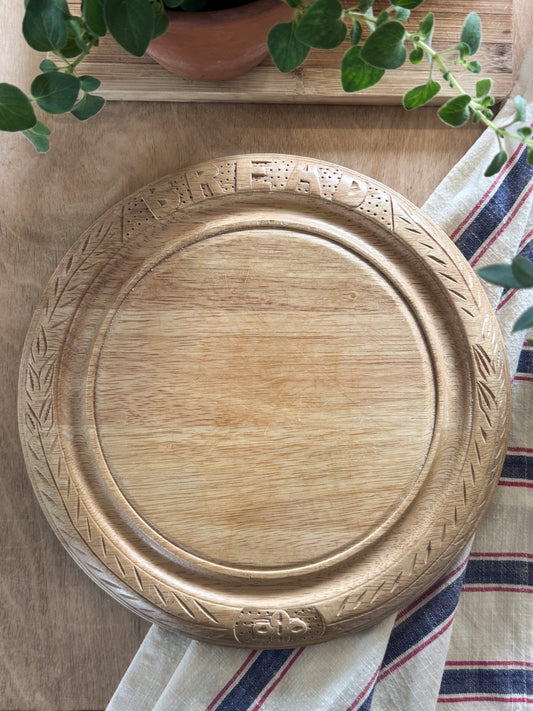 Vintage Large Hand-Carved Solid Pine Bread Board