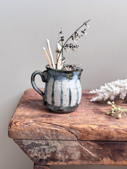 Vintage Speckled Stripes Studio Pottery Miniature Creamer by Pauline Patterson, Black Mountain Pottery Wales