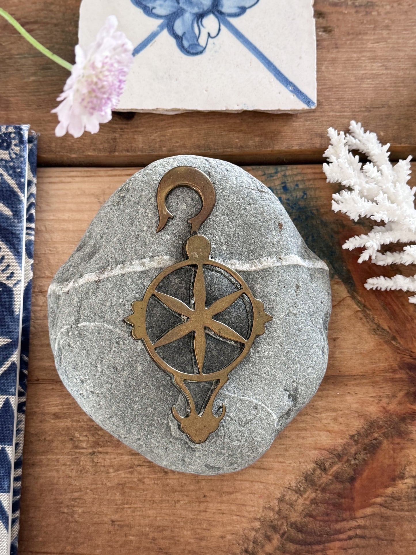 Vintage Solid Brass Nautical Compass Ornament