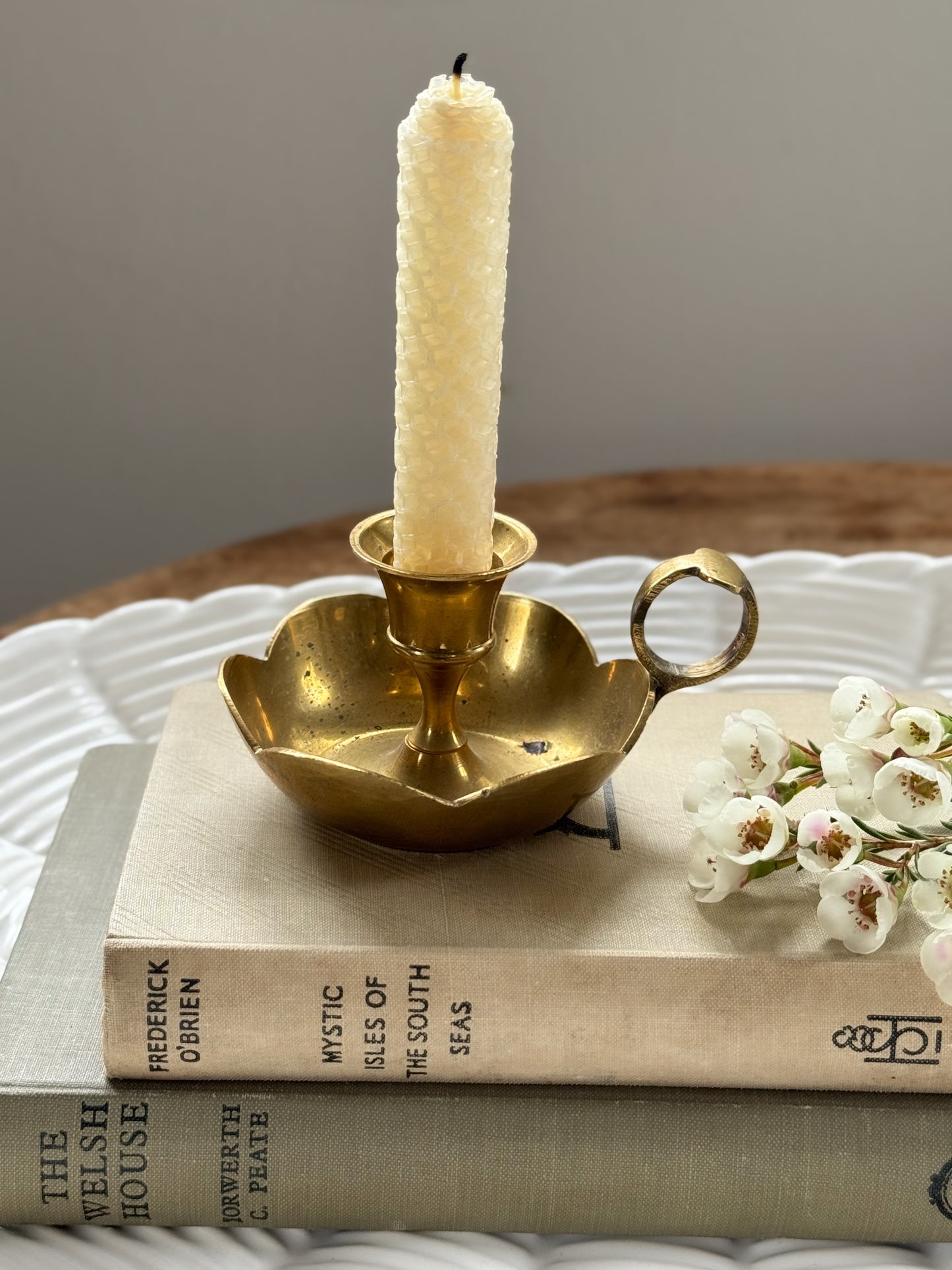 Vintage Solid Brass Scalloped Chamberstick