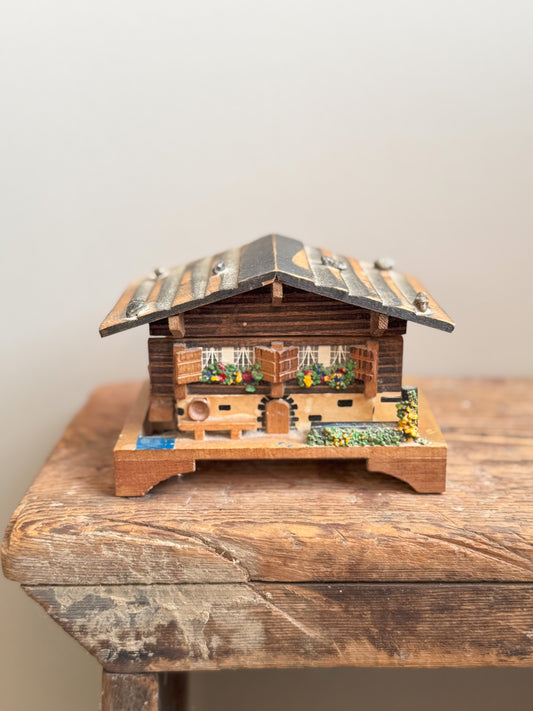 Vintage Wooden Swiss Chalet Music Box