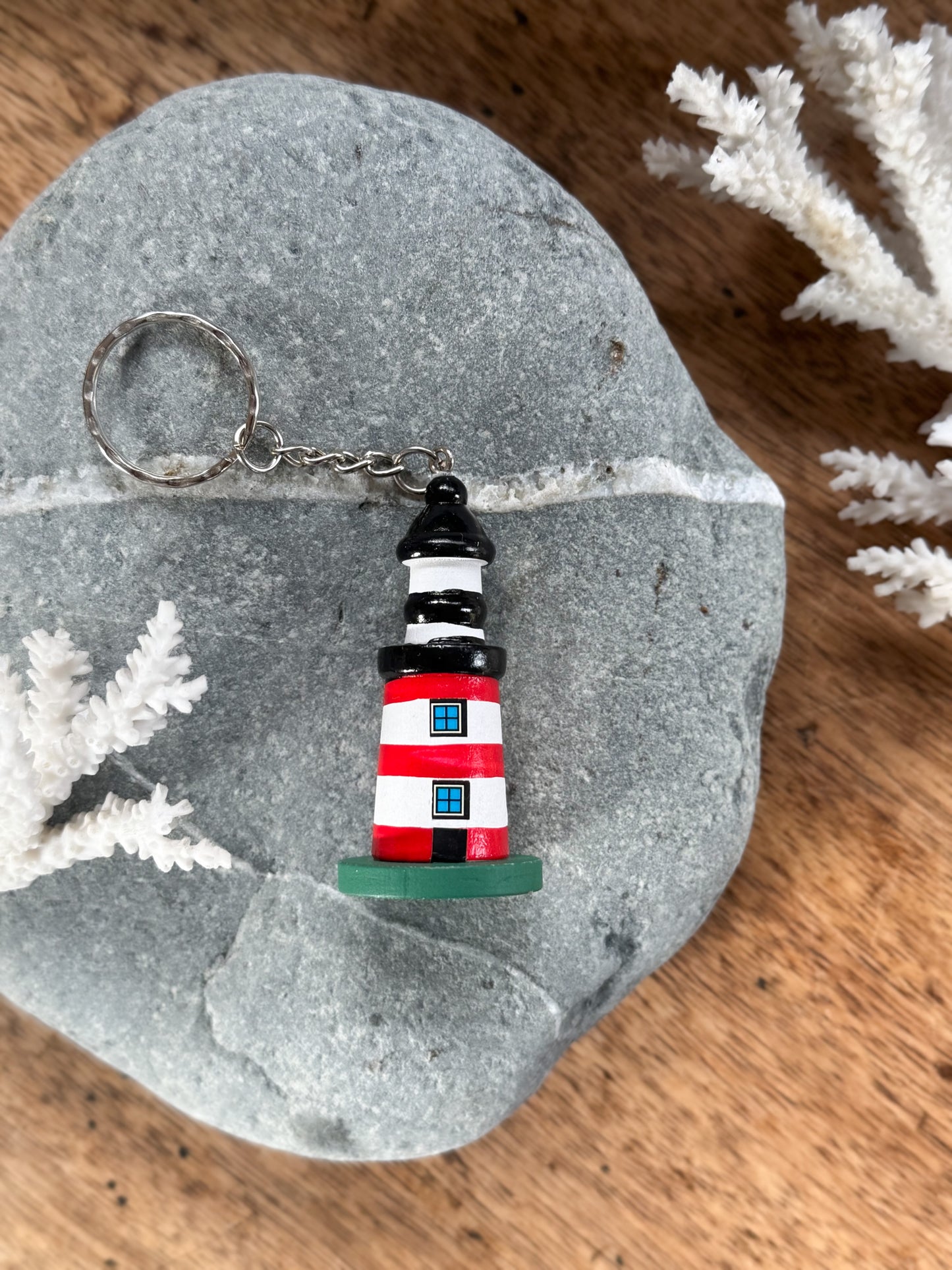 Vintage Wooden Lighthouse Keyring (Option 2)
