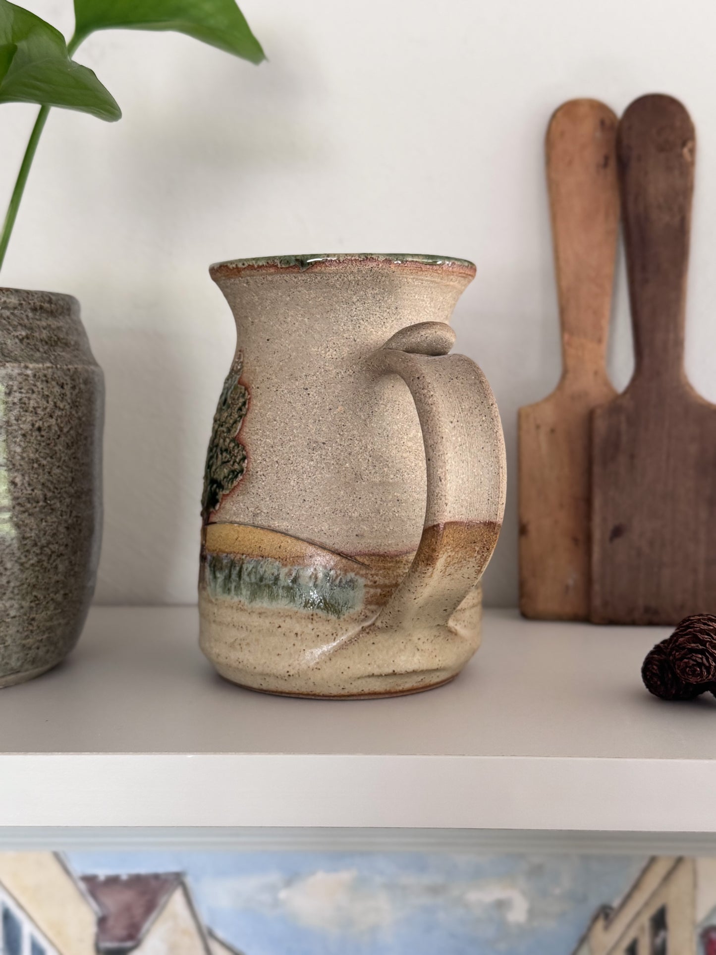 Vintage Studio Pottery Countryside Landscape Jug